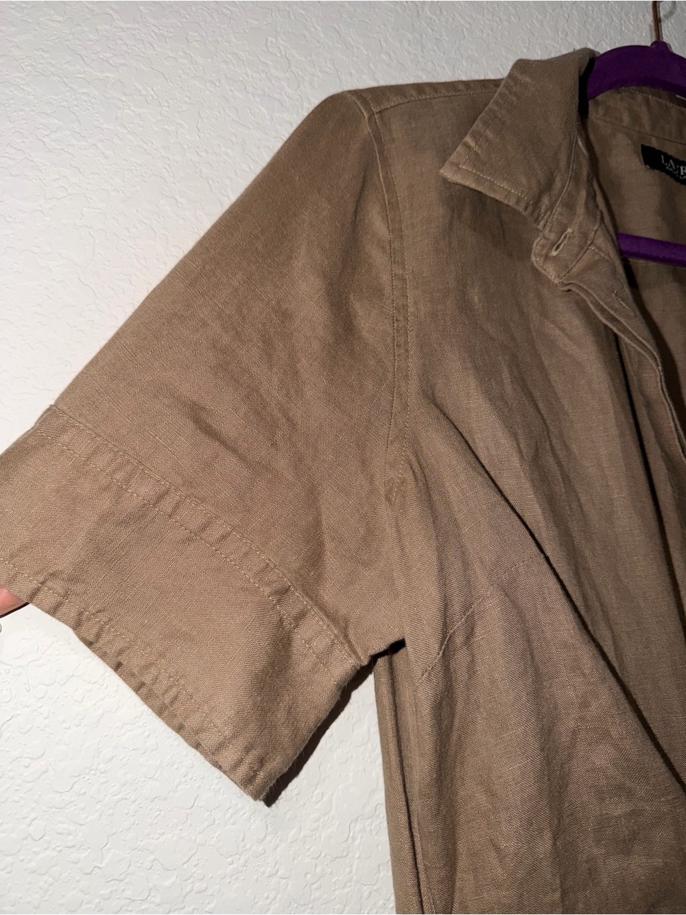 Lauren Ralph Lauren Women's Point Collar Shirt-Dress in Birch Tan, Size 12 - Picture 7 of 11